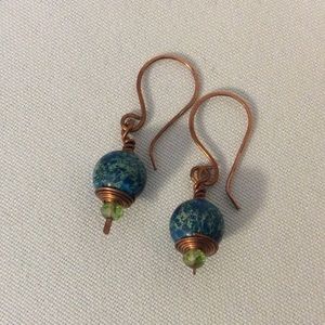 Moved to boutique 💕Handmade Blue Green Earrings